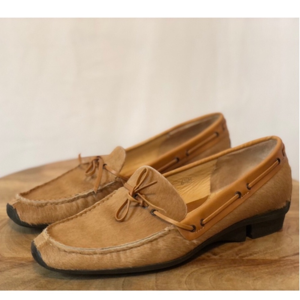 Via Spiga Cow Hide Loafers Fur Leather Shoes 6.5 - Picture 2 of 8